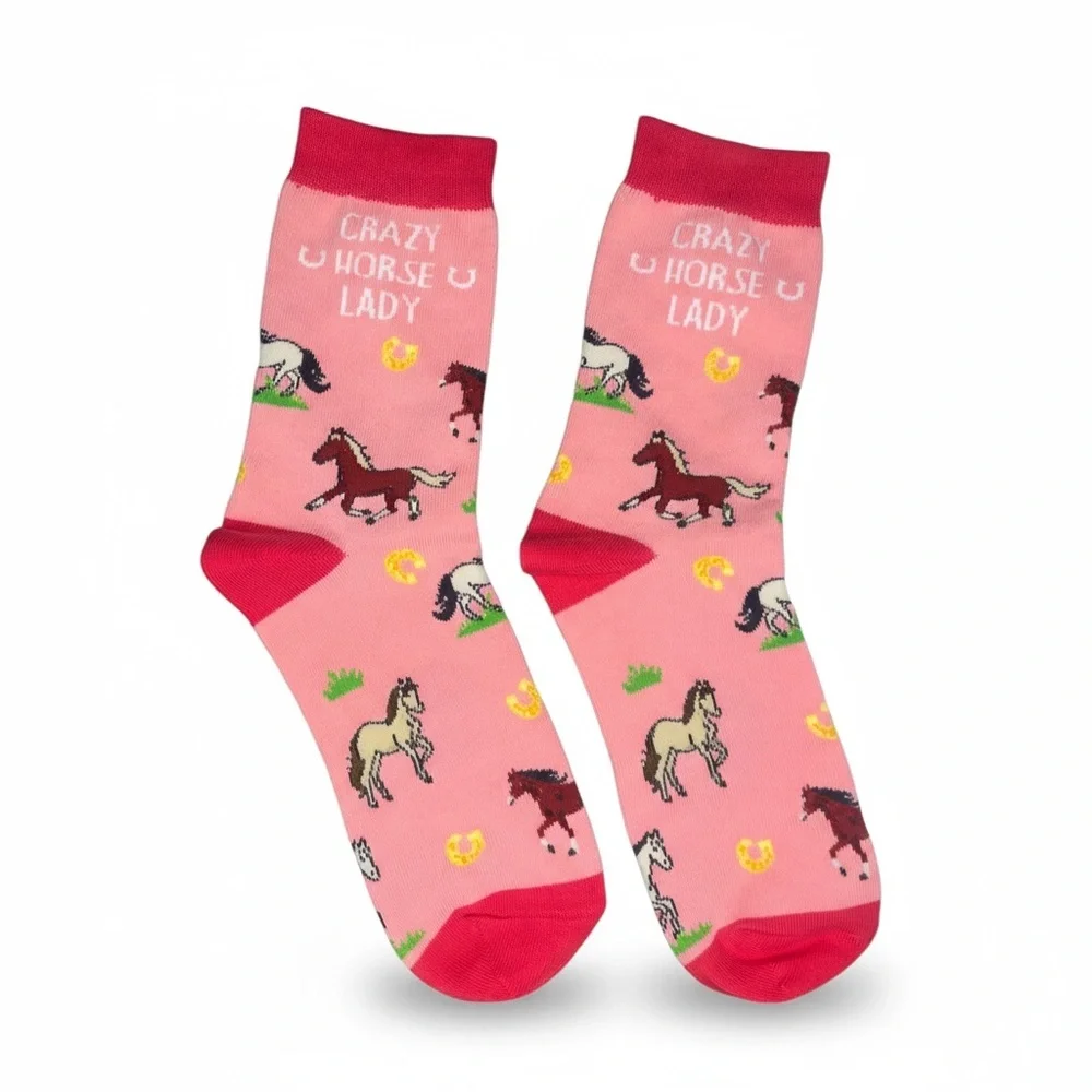 HAPPYPOP Pink Horse Print Socks for Women NWT - Picture 7 of 13